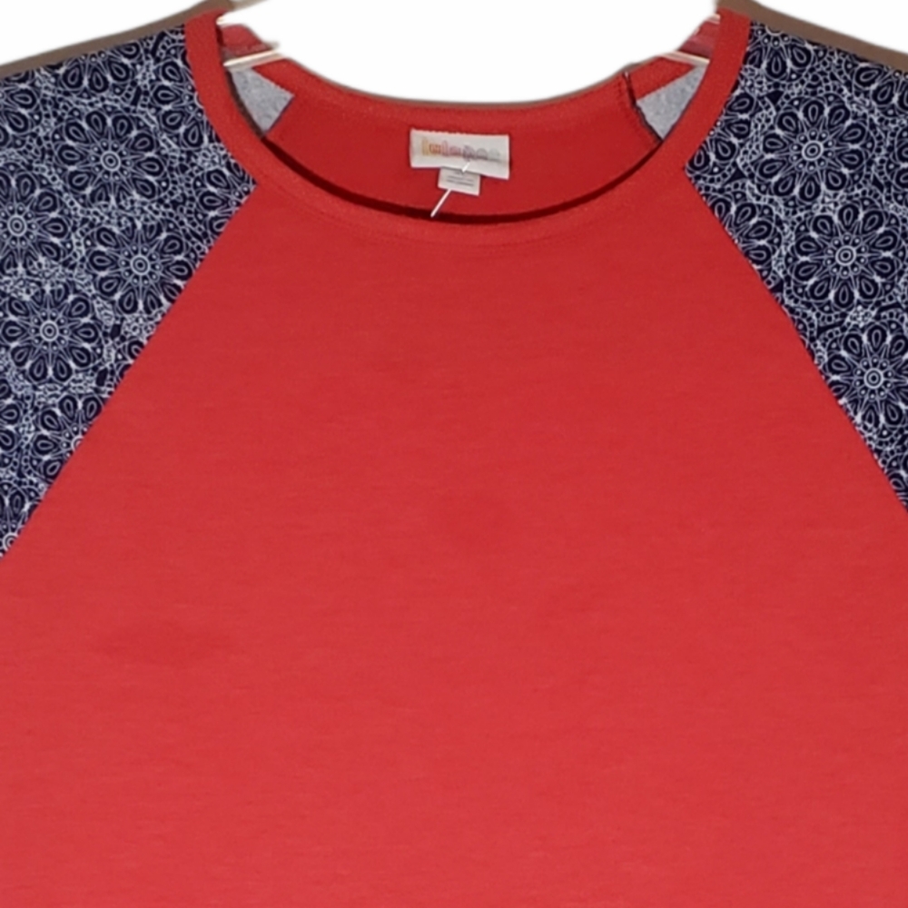 Lularoe womens XL Randy top pullover blue red. 268 - Picture 2 of 5
